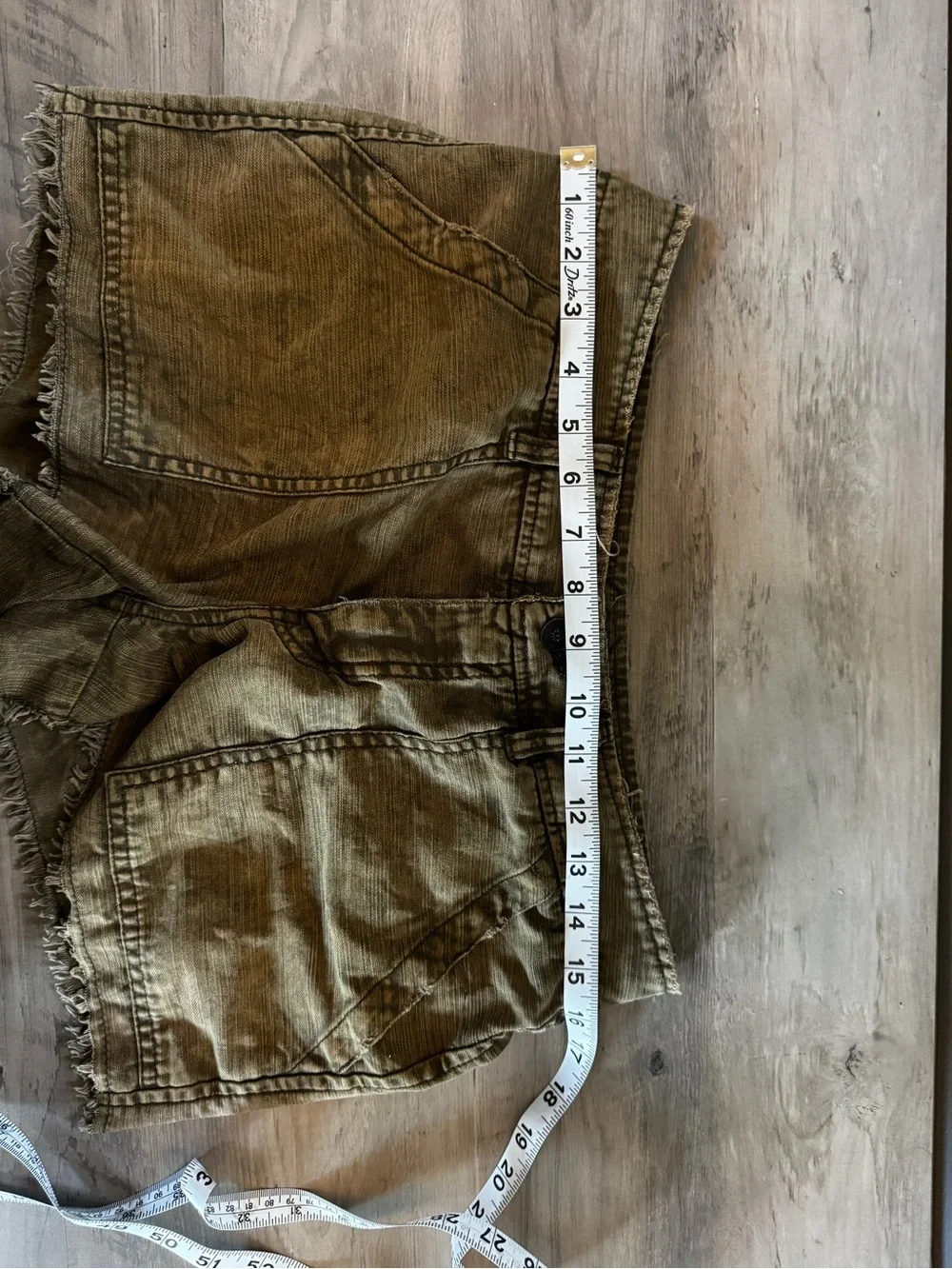Olive Green High-Rise Denim Shorts